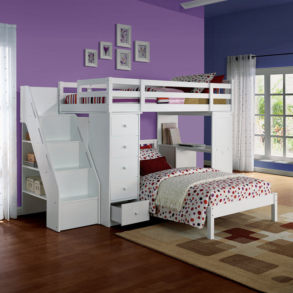 ACME Freya White Twin Loft Bed with Storage Model 37145