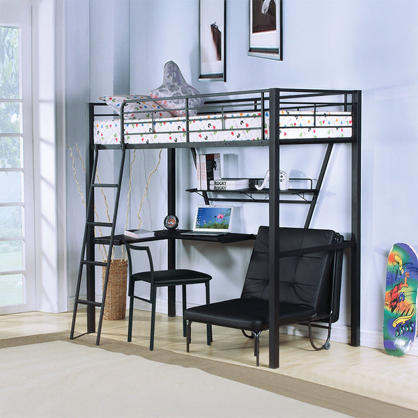 ACME Senon Silver & Black Adjustable Chair (Futon) Model 37276