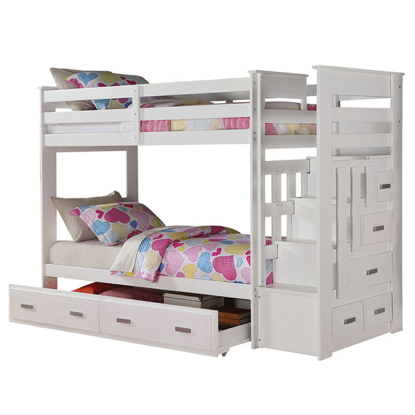 ACME Allentown White Bunk Bed (Twin | Twin) with Trundle (Twin) & Storage Model 37370