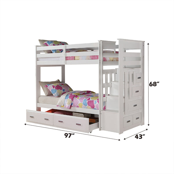ACME Allentown White Bunk Bed (Twin | Twin) with Trundle (Twin) & Storage Model 37370