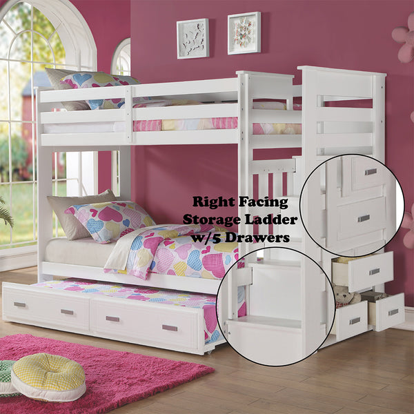 ACME Allentown White Bunk Bed (Twin | Twin) with Trundle (Twin) & Storage Model 37370