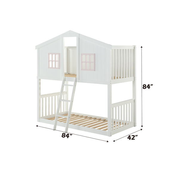 ACME Rohan Cottage White & Pink Bunk Bed (Twin | Twin)Model 37410