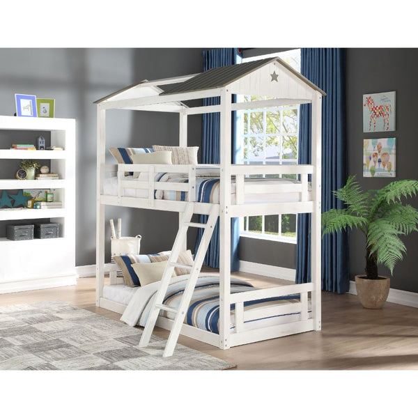 ACME Nadine Cottage Weathered White & Washed Gray Bunk Bed (Twin | Twin)Model 37665