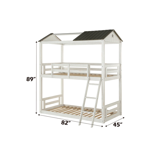 ACME Nadine Cottage Weathered White & Washed Gray Bunk Bed (Twin | Twin)Model 37665