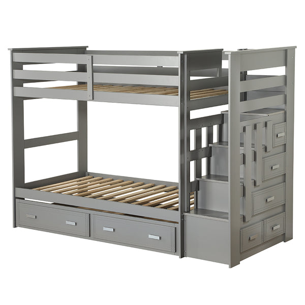ACME Allentown Gray Bunk Bed (Twin | Twin) with Trundle &Storage Model 37870