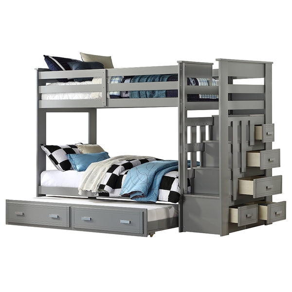ACME Allentown Gray Bunk Bed (Twin | Twin) with Trundle &Storage Model 37870
