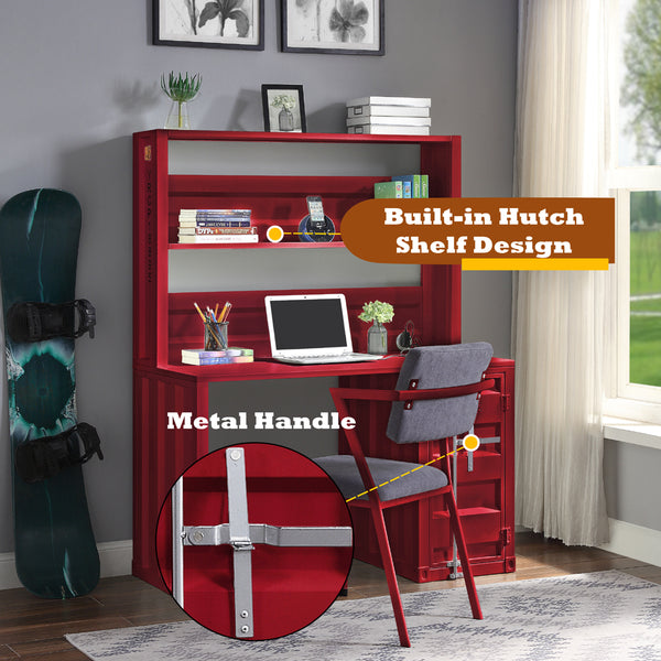 ACME Cargo Red Writing Desk with Hutch Model 37917