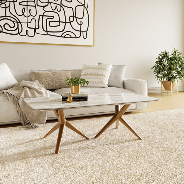 Modrest Stetson Mid Century Walnut & Ceramic Coffee Table Model VGCSCT-20046-BRN-CT