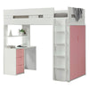 ACME Nerice White & Pink Twin Loft Bed with Desk & Wardrobe Model 38040