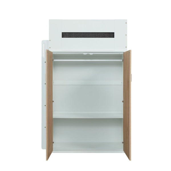 ACME Nerice White & Oak Twin Loft Bed with Desk & Wardrobe Model 38055