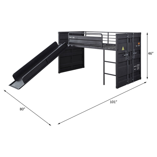 ACME Cargo Gunmetal Twin Loft Bed with Slide Model 38305