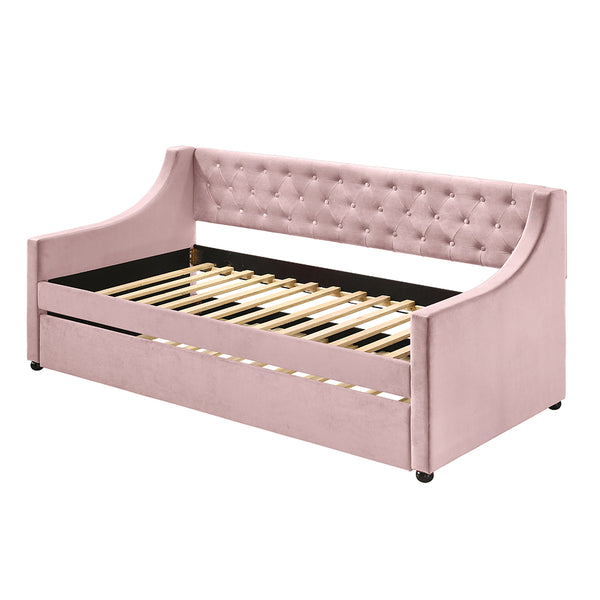ACME Lianna Pink Velvet Daybed with Trundle (Twin) Model 39380
