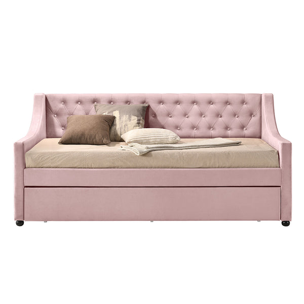 ACME Lianna Pink Velvet Daybed with Trundle (Twin) Model 39380