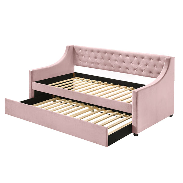 ACME Lianna Pink Velvet Daybed with Trundle (Twin) Model 39380