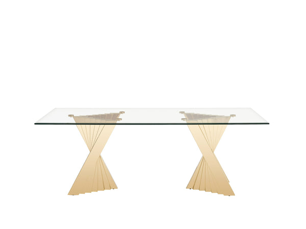 Modrest Buquet Glam Glass & Champagne Gold Rectangular Dining Table Model VGZA-T124-GLD