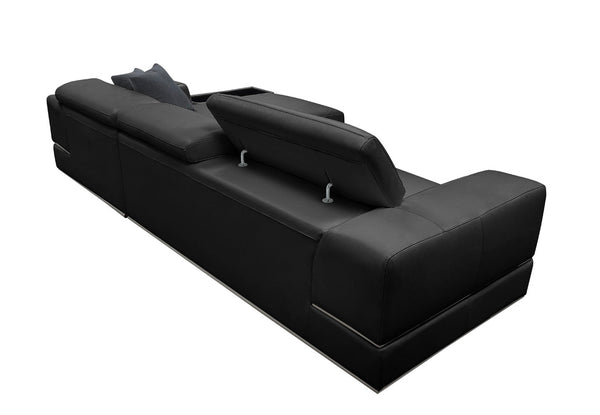 Divani Casa Pella Mini Modern Black Leather Right Facing Sectional Sofa Model VGCA5106A-BLK-RAF