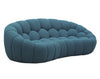 Yolonda Modern Curved Dark Teal Fabric Loveseat