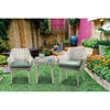 ACME Tashay Green Fabric & Beige Wicker 3 Piece Patio Bistro Set Model 45005