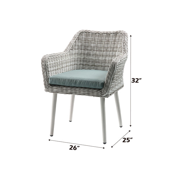 ACME Tashay Green Fabric & Beige Wicker 3 Piece Patio Bistro Set Model 45005