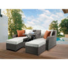 ACME Salena Beige Fabric & Gray Wicker Patio Sofa with 2 Pillows & 2 Ottomans Model 45010