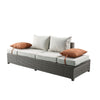 ACME Salena Beige Fabric & Gray Wicker Patio Sofa with 2 Pillows & Ottoman Model 45015