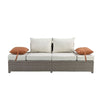 ACME Salena Beige Fabric & Gray Wicker Patio Sofa with 2 Pillows & Ottoman Model 45015