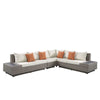 ACME Salena Beige Fabric & Gray Wicker Patio Sectional Sofa with 4 Pillows & Coffee Table Model 45020