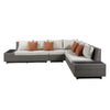 ACME Salena Beige Fabric & Gray Wicker Patio Sectional Sofa with 4 Pillows & Coffee Table Model 45020
