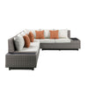 ACME Salena Beige Fabric & Gray Wicker Patio Sectional Sofa with 4 Pillows & Coffee Table Model 45020
