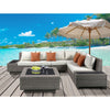 ACME Salena Beige Fabric & Gray Wicker Patio Sectional Sofa with 4 Pillows & Coffee Table Model 45020