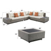 ACME Salena Beige Fabric & Gray Wicker Patio Sectional Sofa with 4 Pillows & Coffee Table Model 45020