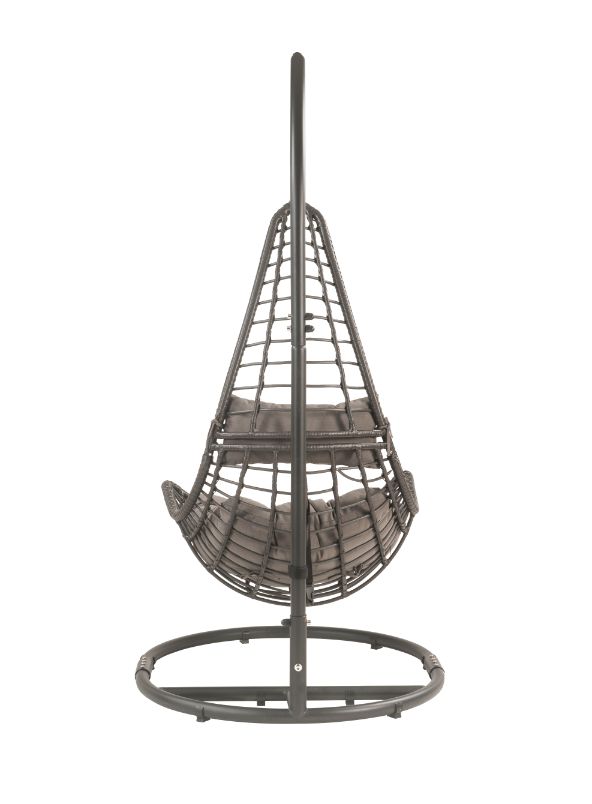 ACME Uzae Gray Fabric & Charcoal Wicker Hanging Chair Model 45105
