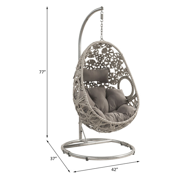 ACME Sigar Light Gray Fabric & Wicker Hanging Chair Model 45107