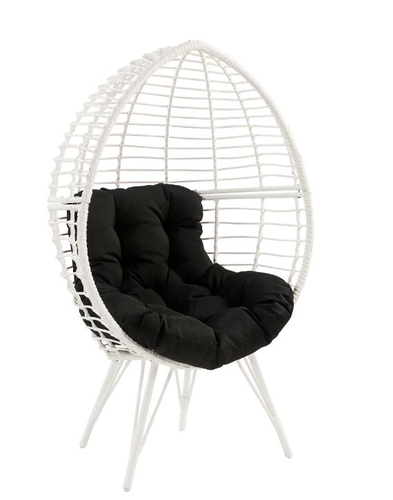 ACME Galzed Black Fabric & White Wicker Patio Lounge Chair Model 45109