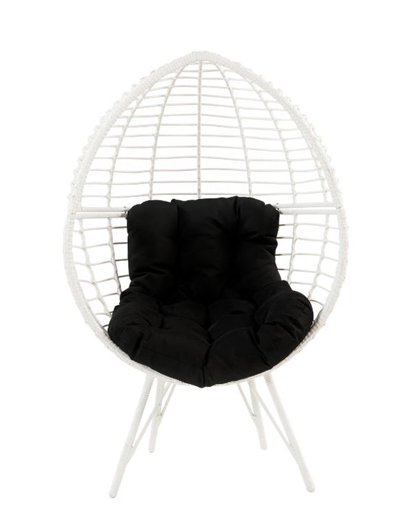 ACME Galzed Black Fabric & White Wicker Patio Lounge Chair Model 45109