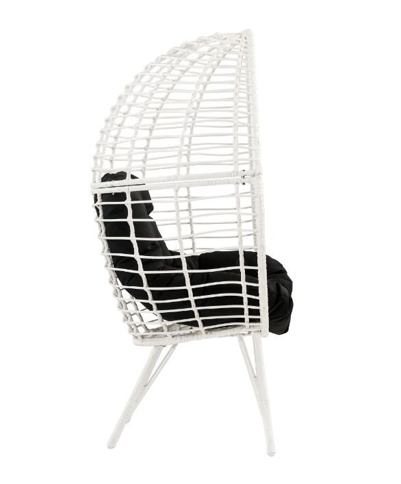 ACME Galzed Black Fabric & White Wicker Patio Lounge Chair Model 45109