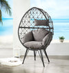 ACME Aeven Light Gray Fabric & Black Wicker Patio Lounge Chair Model 45111