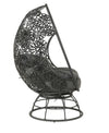 ACME Hikre Clear Glass Charcoal Fabric & Black Wicker Patio Lounge Chair & Side Table Model 45113