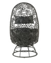 ACME Hikre Clear Glass Charcoal Fabric & Black Wicker Patio Lounge Chair & Side Table Model 45113