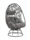 ACME Hikre Clear Glass Charcoal Fabric & Black Wicker Patio Lounge Chair & Side Table Model 45113