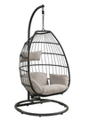 ACME Oldi Beige Fabric & Black Wicker Hanging Chair Model 45115