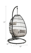 ACME Oldi Beige Fabric & Black Wicker Hanging Chair Model 45115