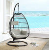 ACME Oldi Beige Fabric & Black Wicker Hanging Chair Model 45115