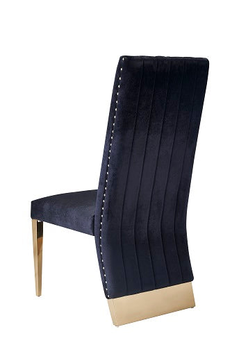 Keisha Modern Black Velvet and Gold Dining Chair Set of 2