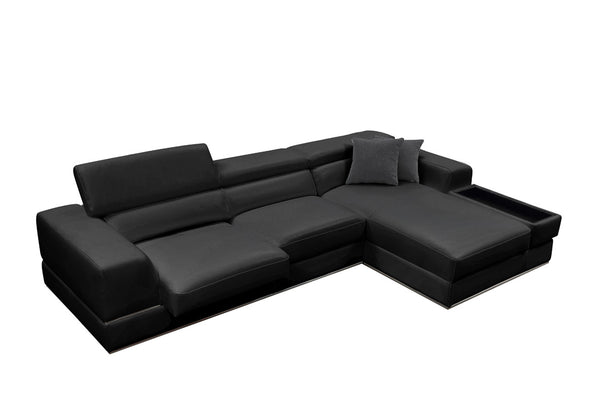 Divani Casa Pella Mini Modern Black Leather Right Facing Sectional Sofa Model VGCA5106A-BLK-RAF