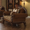 ACME Jardena Fabric & Cherry Oak Chair with 2 Pillows(Same LV01593) Model 50657