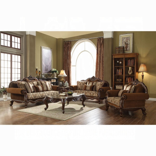 ACME Jardena Fabric & Cherry Oak Loveseat with 4 Pillows(Same LV01592) Model 50656