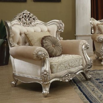 ACME Bently Fabric & Champagne Chair with 2 Pillows(Same LV01581) Model 50662