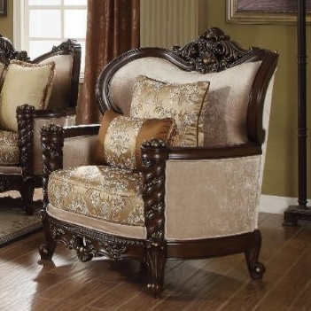 ACME Devayne Fabric & Dark Walnut Chair with 2 Pillows(Same LV01584) Model 50687