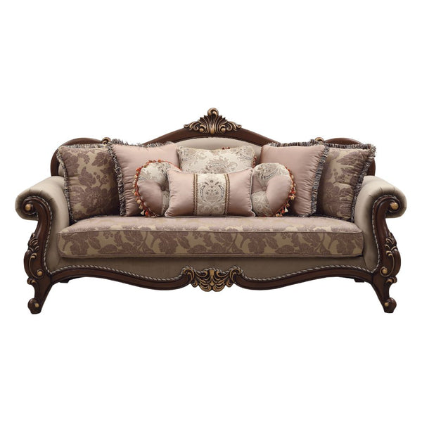 ACME Mehadi Velvet & Walnut Sofa with 8 Pillows Model 50690